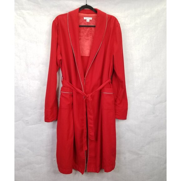PENDLETON Robe Women's XL Red 100% Wool Tie Waist Pockets Bathrobe House Coat - Picture 1 of 15